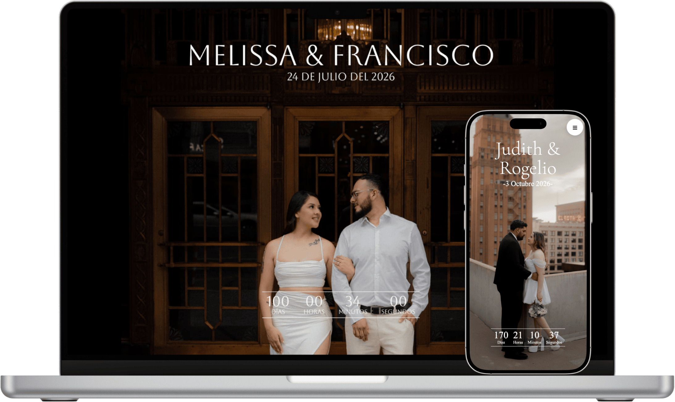 Muestras de invitaciones digitales en distintos dispositivos